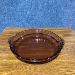 Pyrex Visions Cranberry Pie Plate 229 24cm Scalloped Rim Baking Dish USA 9.5"